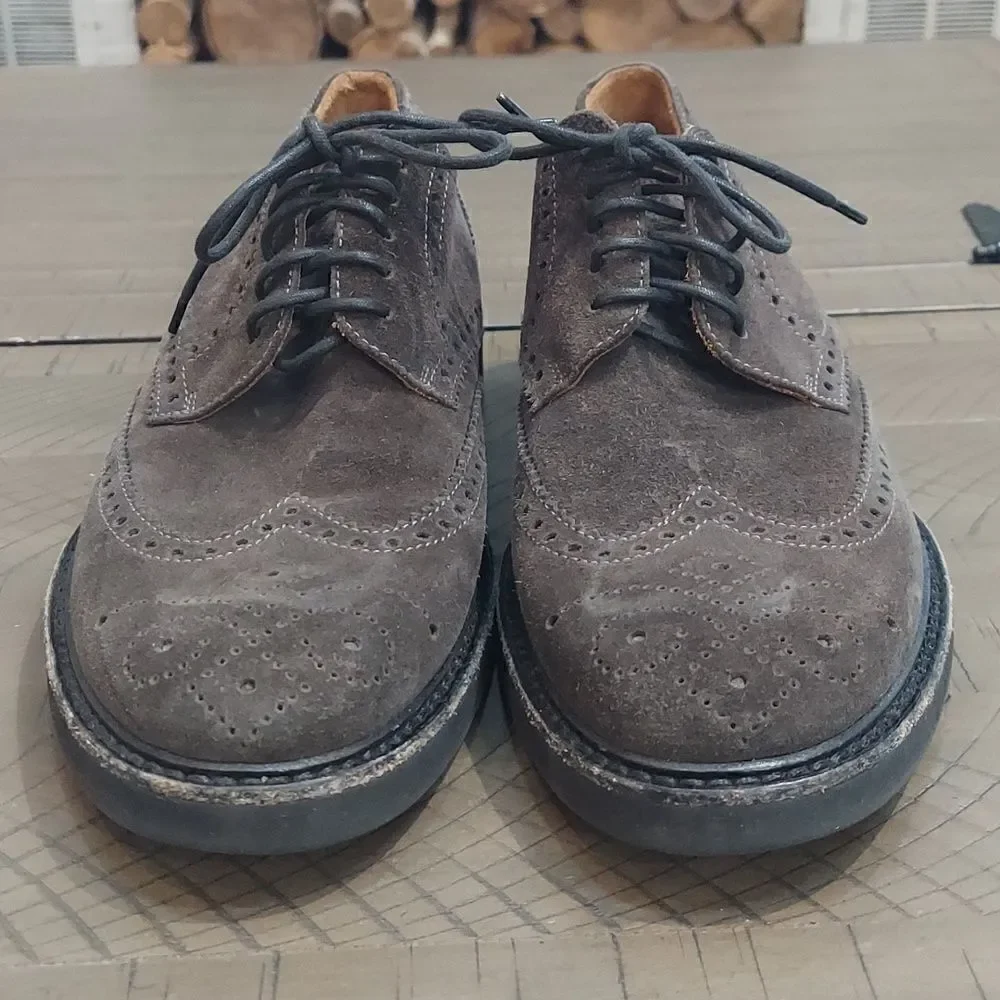 Aquatalia Greyish Brown Suede Derby Oxfords Shoes Sz 8.5